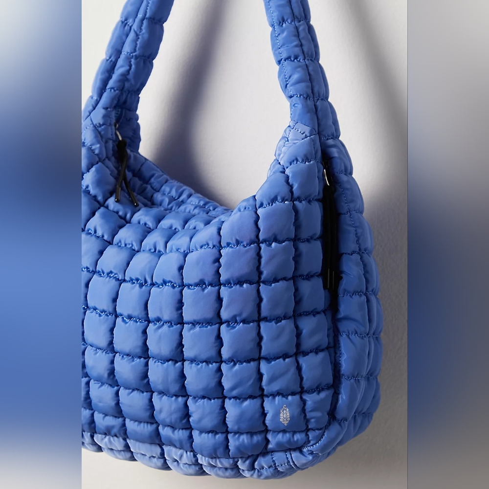 FP Movement Blueberry Quilted Carryall Shoulder Bag Tote Free People Hobo Blue - Picture 5 of 12